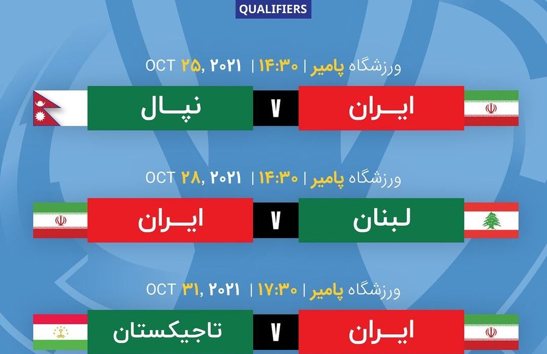 برنامه دیدارهای تیم ملی امید ایران در مرحله مقدماتی جام ملت‌های آسیا زیر ۲۳ سال آسیا
